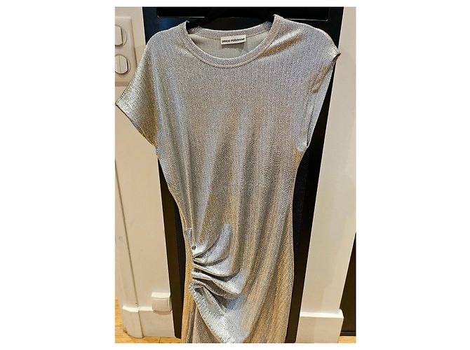 Paco Rabanne gerafftes Kleid mit metallischem Effekt Silber - Ansicht 4