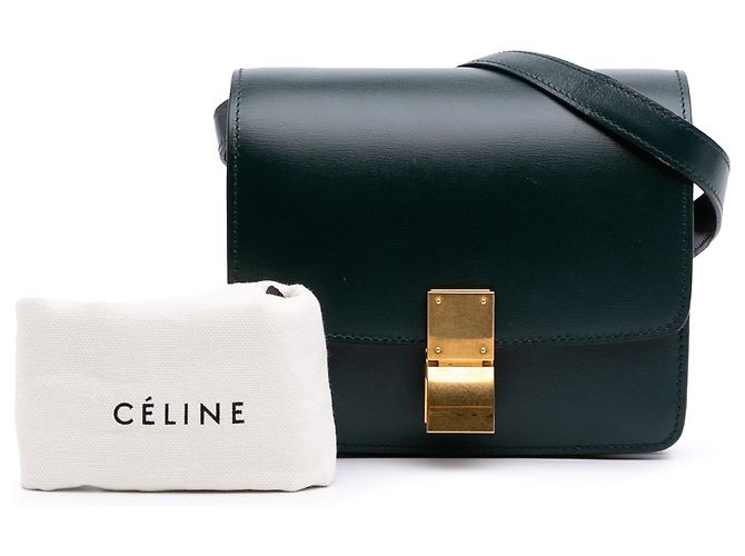 Classic Box Céline Celine Verde Pequeño Cuero de Ternera Caja Clásica - vista 10