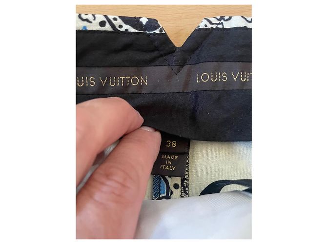 Louis Vuitton Mini Shorts in Lana e Seta Blu Navy e Blu Chiaro - vista 3