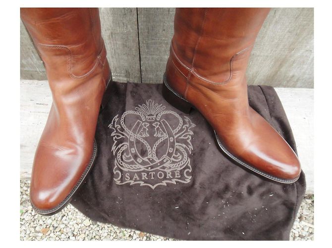 Botas Sartore de cuero marrón Castaño - vista 7