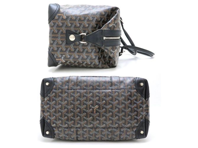 Borsa Goyard Boeing 30 in tela rivestita nera e pelle - vista 2