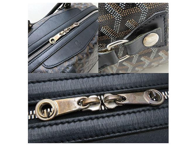 Borsa Goyard Boeing 30 in tela rivestita nera e pelle - vista 7