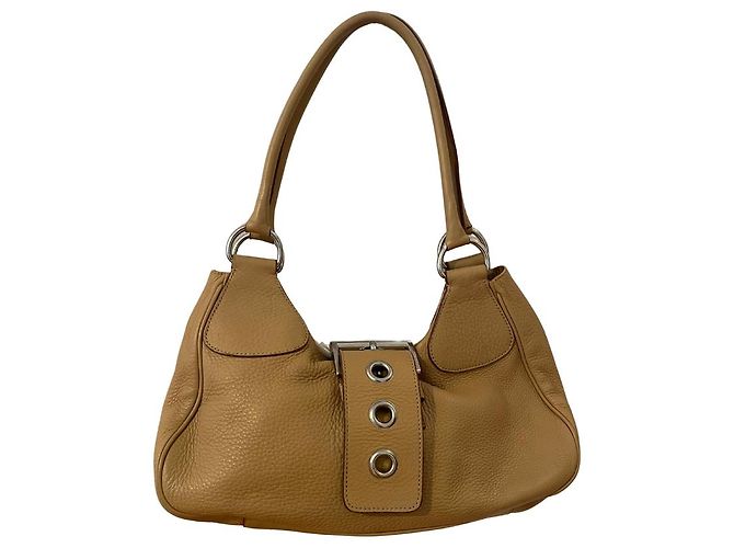 Borsa a spalla Prada Moon Bag Beige in pelle - vista 2