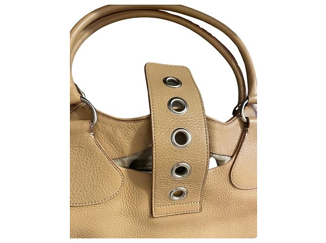 Borsa a spalla Prada Moon Bag Beige in pelle - vista 4