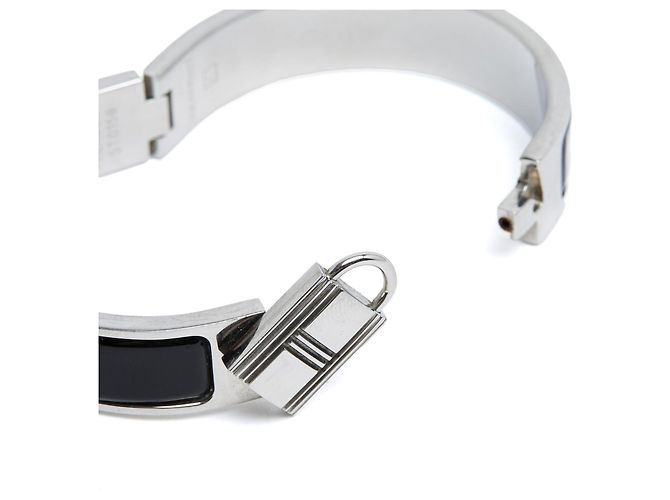Clic H Hermès Pulsera Clic Cadenas PM Esmalte Negro Plata Kelly Locker Bangle S Hermes - vista 3