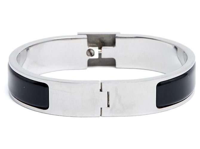 Clic H Hermès Pulsera Clic Cadenas PM Esmalte Negro Plata Kelly Locker Bangle S Hermes - vista 5