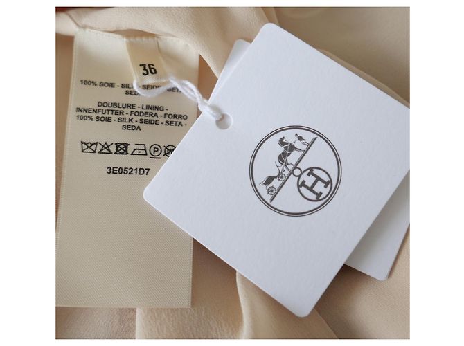 Hermès Beige/Palomi Seidenkleid mit Trägern Orange - Ansicht 8