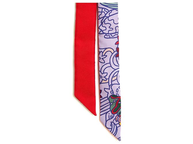 Hermès Foulard Lien Twillon 193 Seta Rossa XXL Twilly Scarf Tie Hermes Rosso - vista 2