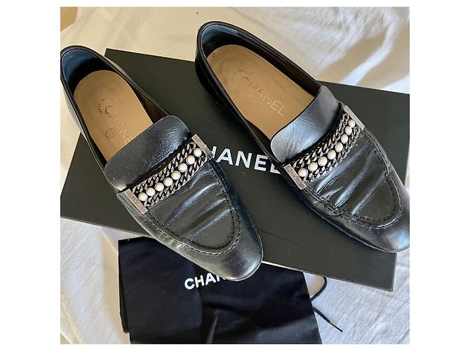 Mocassini Chanel Neri Argento 37.5 Nero - vista 2