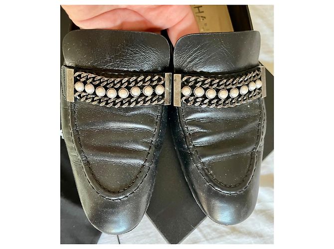Mocassini Chanel Neri Argento 37.5 Nero - vista 8