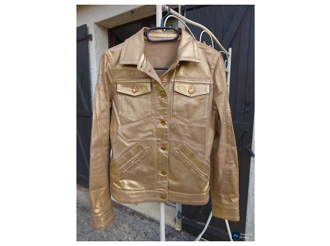 Giacca Louis Vuitton in denim di cotone oro D'oro - vista 10