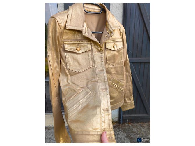Giacca Louis Vuitton in denim di cotone oro D'oro - vista 2
