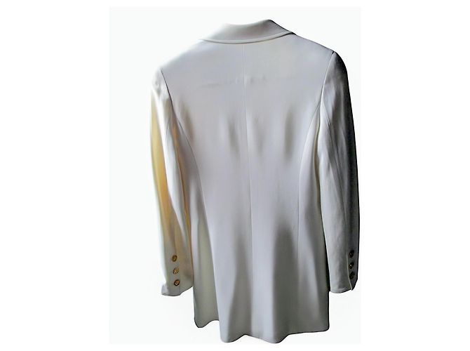 Giacca Lunga Bianca Chanel con Bottoni Dorati Bianco - vista 8