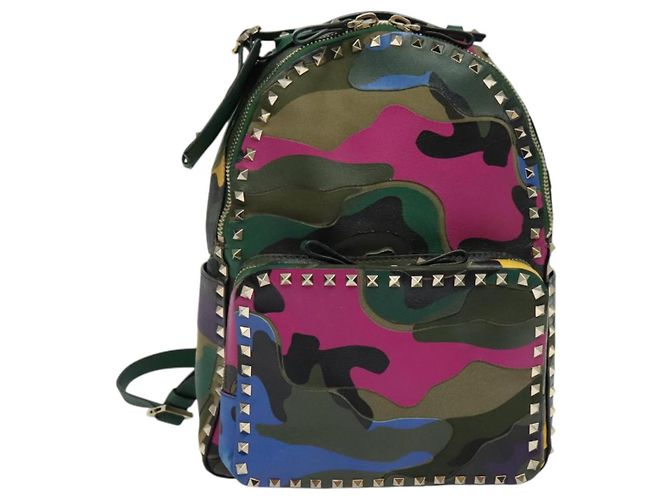 VALENTINO Studs Backpack Leather Camouflage Auth BA2454 - view 13