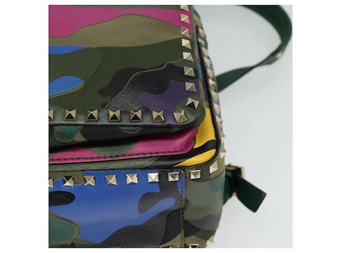 VALENTINO Studs Backpack Leather Camouflage Auth BA2454 - view 14