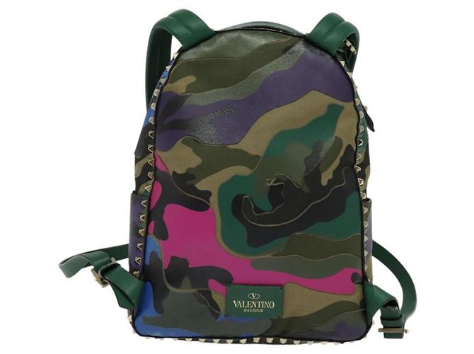 VALENTINO Studs Backpack Leather Camouflage Auth BA2454 - view 2