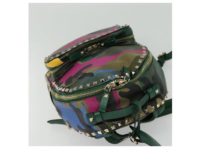 VALENTINO Studs Backpack Leather Camouflage Auth BA2454 - view 6