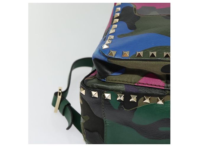 VALENTINO Studs Backpack Leather Camouflage Auth BA2454 - view 9