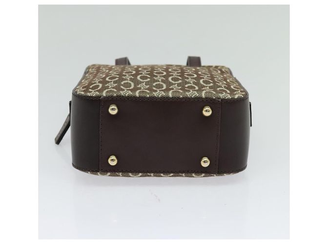 Céline Borsa a mano in tela Macadam Celine C beige e oro Auth BD2013 D'oro - vista 9