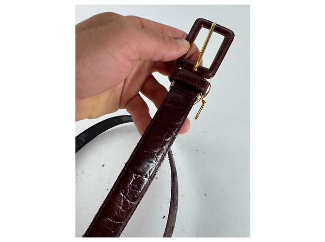 Vintage Balenciaga lila Lackledergürtel mit Krokodilprägung - Ansicht 8