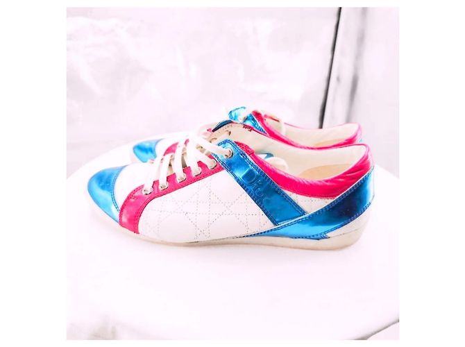 Dior Sneaker Metallic Blau Fuchsia Weiß Lammleder Mehrfarben Metallisch - Ansicht 2