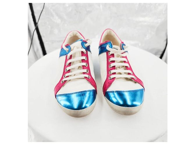 Dior Sneaker Metallic Blau Fuchsia Weiß Lammleder Mehrfarben Metallisch - Ansicht 3