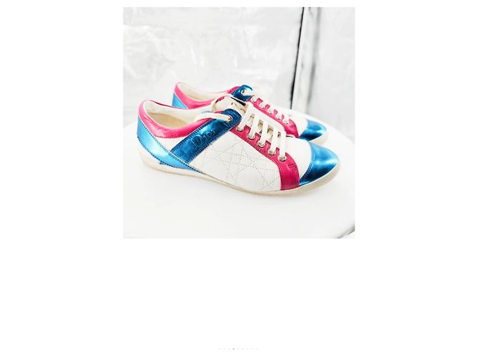 Dior Sneaker Metallic Blau Fuchsia Weiß Lammleder Mehrfarben Metallisch - Ansicht 4