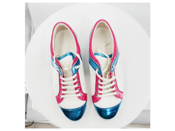 Dior Sneaker Metallic Blau Fuchsia Weiß Lammleder Mehrfarben Metallisch - Ansicht 6