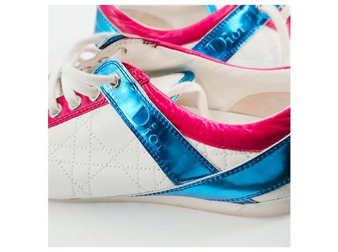 Dior Sneaker Metallic Blau Fuchsia Weiß Lammleder Mehrfarben Metallisch - Ansicht 7