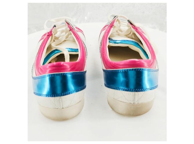 Dior Sneaker Metallic Blau Fuchsia Weiß Lammleder Mehrfarben Metallisch - Ansicht 8