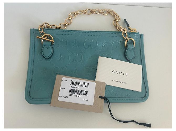 Gucci GG Star Tote Tasche Leder Türkis - Ansicht 14
