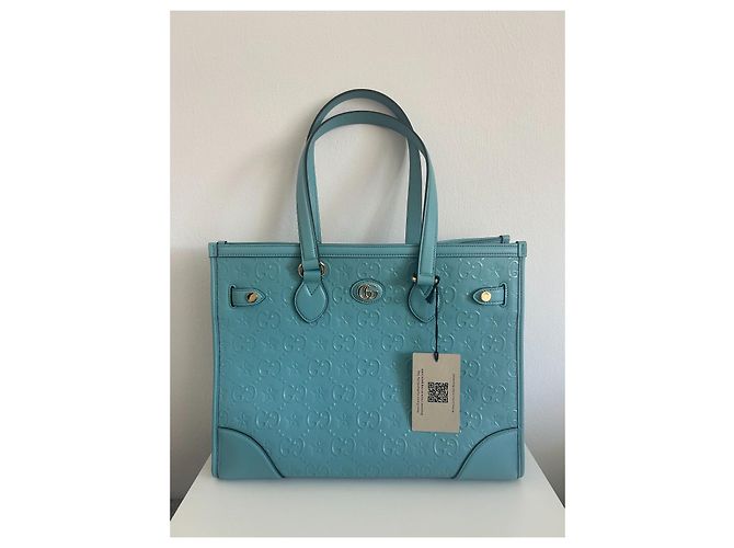 Gucci GG Star Tote Tasche Leder Türkis - Ansicht 15
