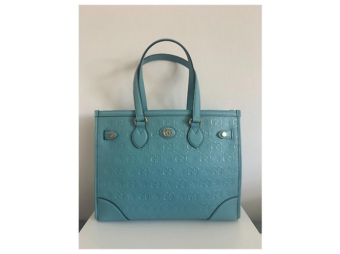 Gucci GG Star Tote Tasche Leder Türkis - Ansicht 2