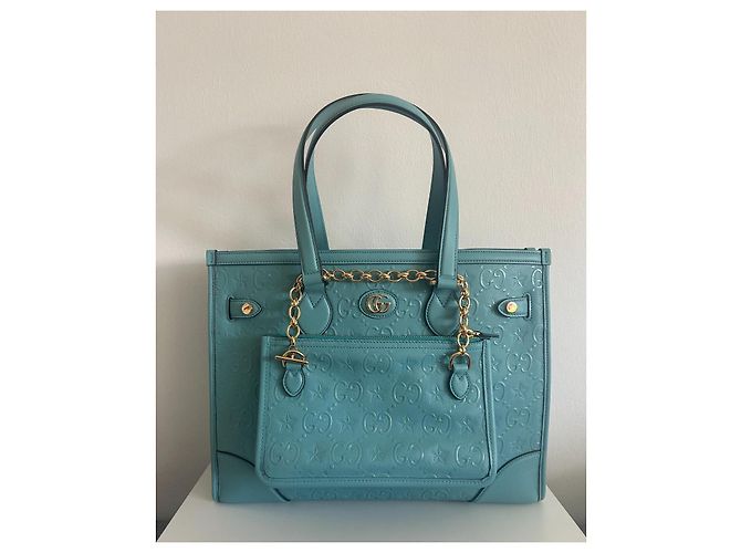 Gucci GG Star Tote Tasche Leder Türkis - Ansicht 4