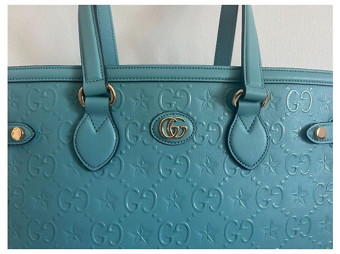 Gucci GG Star Tote Tasche Leder Türkis - Ansicht 6