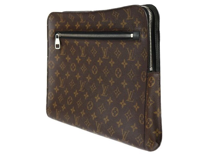 Borsa Clutch Monogram Macassar di Louis Vuitton Marrone Nero - vista 2