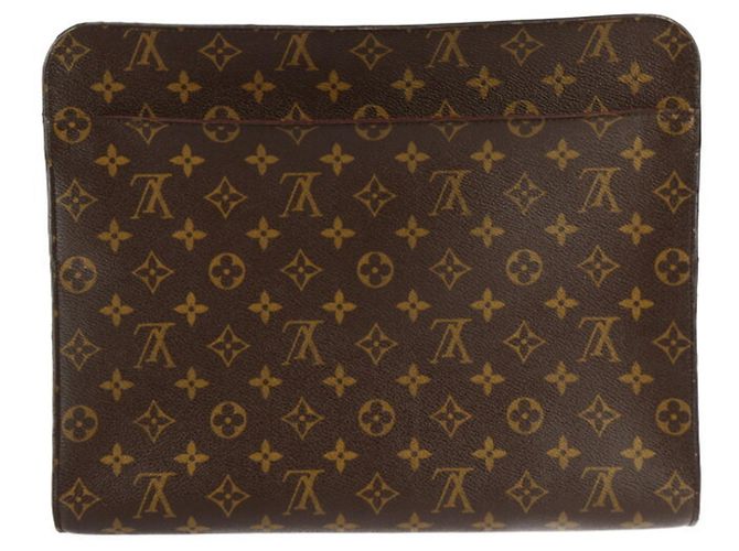 Borsa Clutch Monogram Macassar di Louis Vuitton Marrone Nero - vista 3