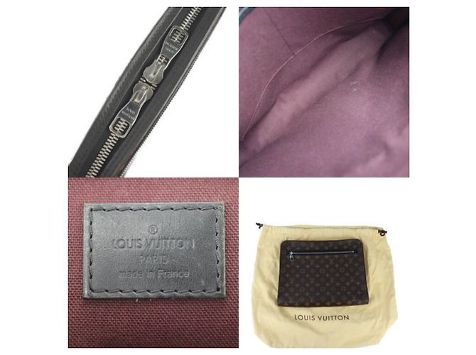 Borsa Clutch Monogram Macassar di Louis Vuitton Marrone Nero - vista 9