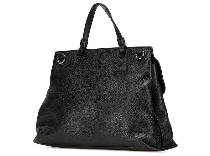 Borsa satchel Gucci Black Medium Calfskin Bamboo Daily Nero - vista 2