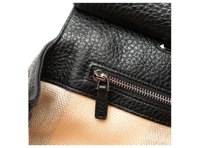 Borsa satchel Gucci Black Medium Calfskin Bamboo Daily Nero - vista 6