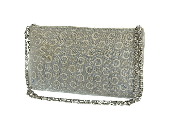 Céline Celine Macadam Pattern Triomphe Chain Schultertasche Hellblau - Ansicht 2