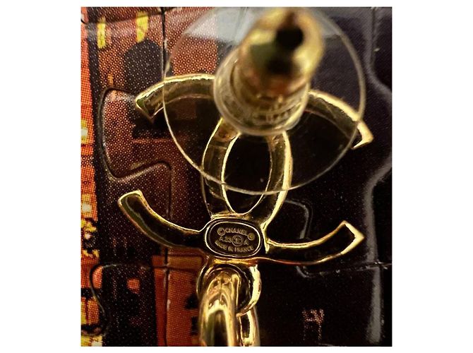 Pendientes de perlas marrones/brunas de Chanel CC Dorado - vista 4