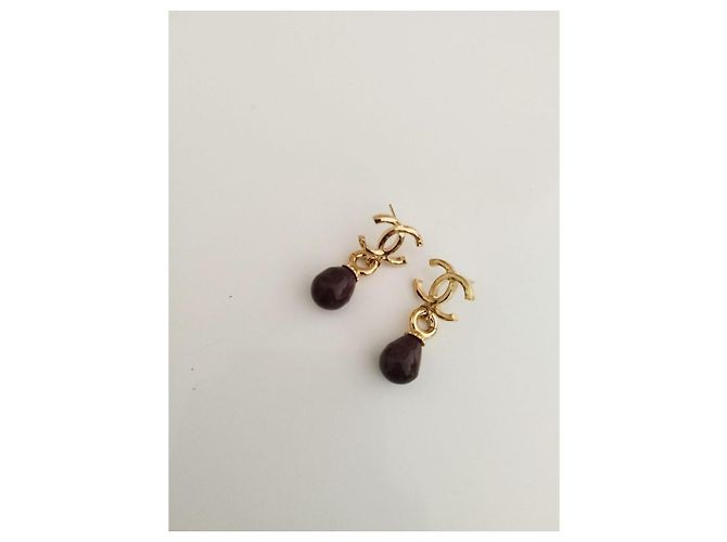 Pendientes de perlas marrones/brunas de Chanel CC Dorado - vista 5