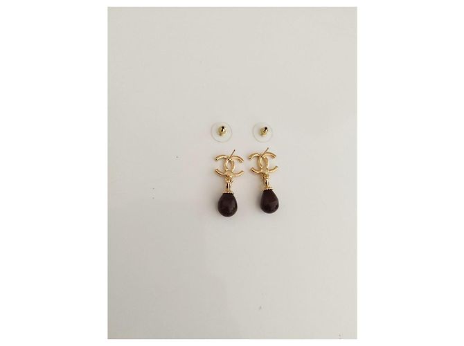 Pendientes de perlas marrones/brunas de Chanel CC Dorado - vista 6