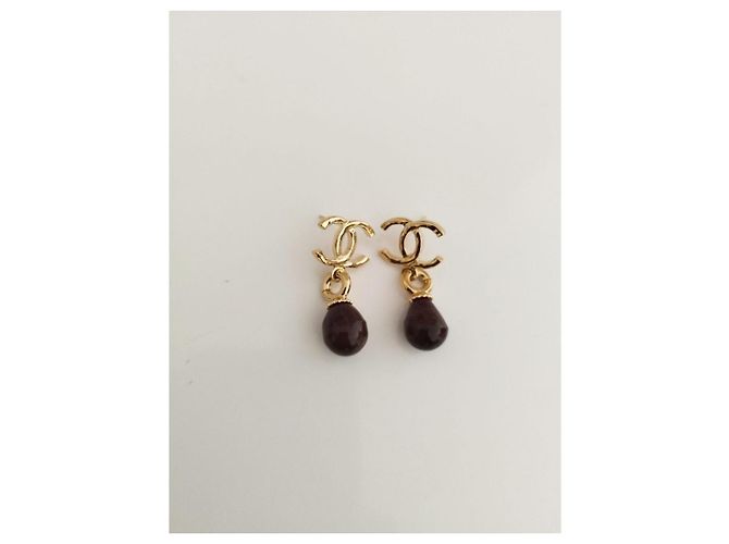 Pendientes de perlas marrones/brunas de Chanel CC Dorado - vista 7