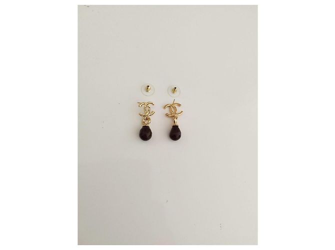 Pendientes de perlas marrones/brunas de Chanel CC Dorado - vista 8