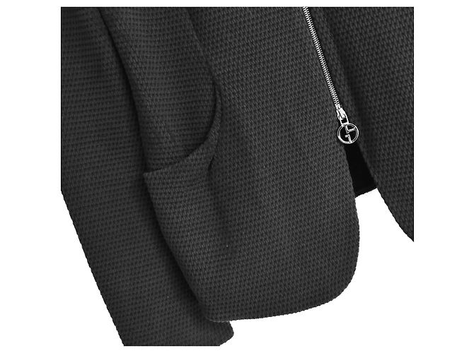 Giacca nera in waffle con zip frontale Giorgio Armani Nero - vista 2