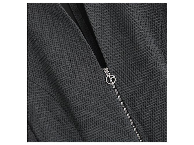 Giacca nera in waffle con zip frontale Giorgio Armani Nero - vista 3