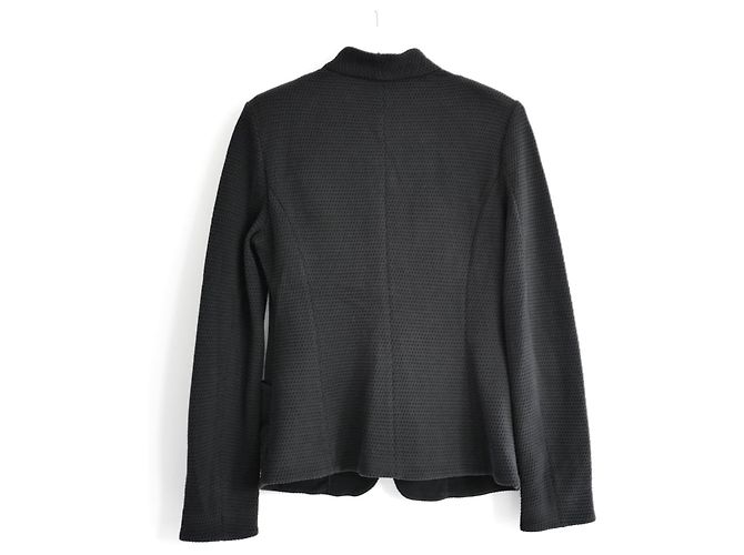 Giacca nera in waffle con zip frontale Giorgio Armani Nero - vista 4
