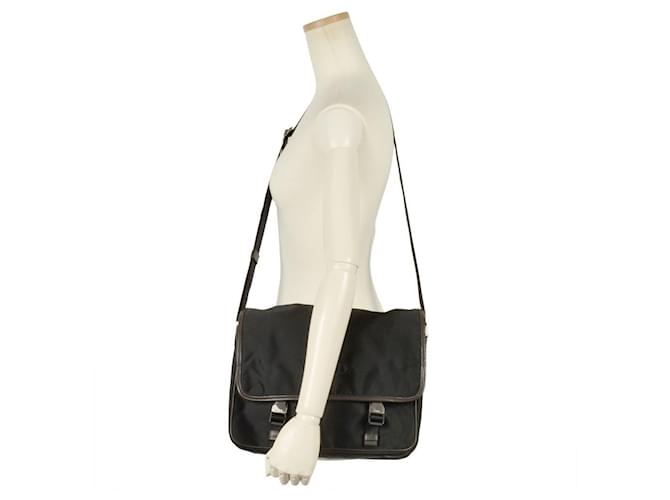 Borsa a spalla in nylon nero Prada - vista 9